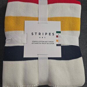HBC Stripes Luxe Multistripe Cotton Knit Throw (New)
